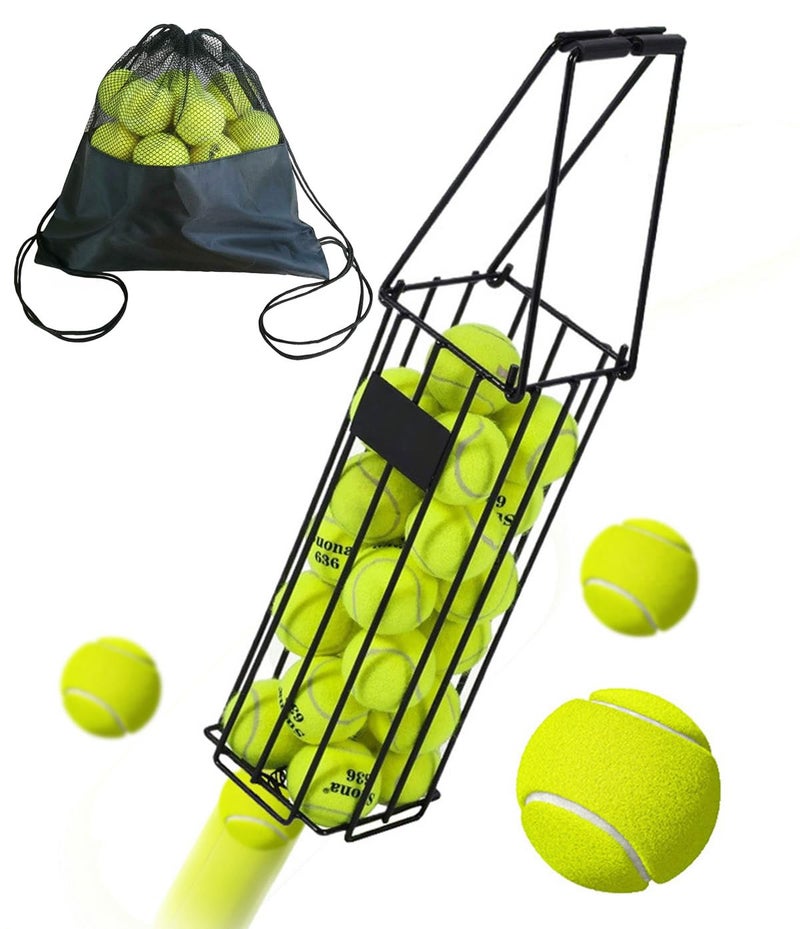 Selbst Tennis Ball Hopper, Tennis Balls Basket, Portable Pickleball Collector with Mesh Carry Bag - Large Capacity Carrier Picker Upper Caddy - Image 1